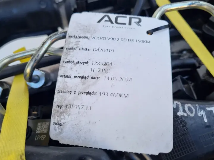 SILNIK KOMPL Volvo V90 S90 II 2.0 D D3 150KM udokumentowane 193tyś D4204T9