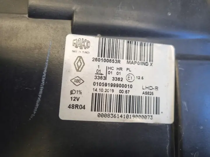 Renault Clio IV 16-20r LIFT PRZEDNIA LAMPA PRAWA PRAWY PRZÓD 260100653R