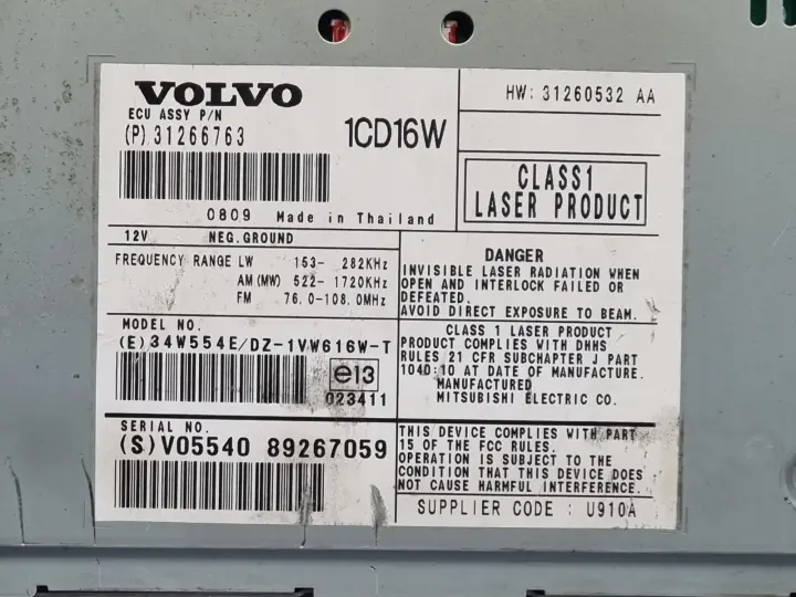 Volvo S40 II V50 RADIO CD radioodtwarzacz CZYTNIK PŁYT 31266763