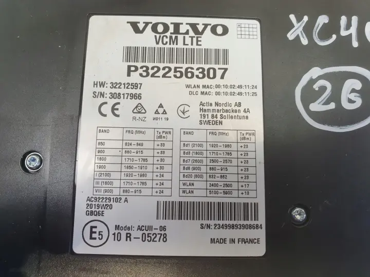 Volvo XC60 II V60 II V90 S90 MODUŁ STEROWNIK VCM LTE P32256307 32212597