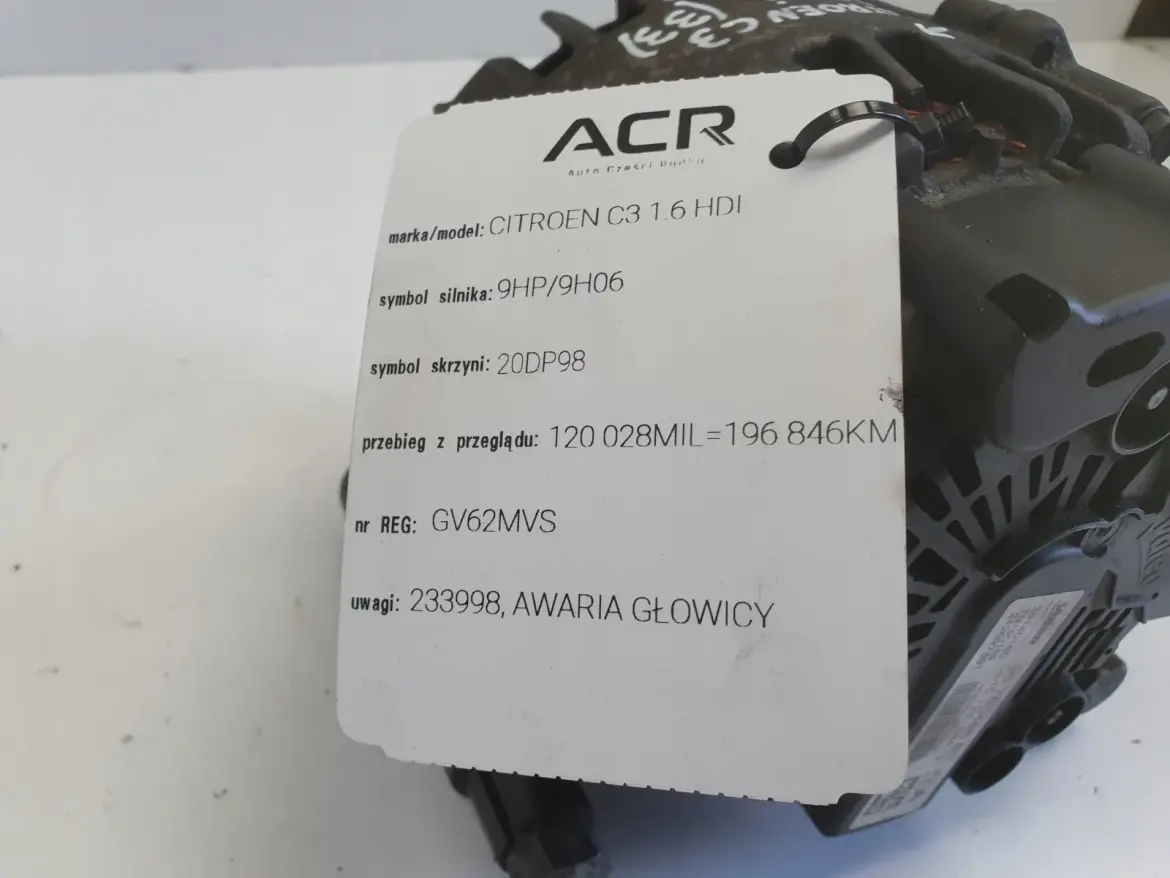 Citroen C3 II 1.6 HDi ALTERNATOR Valeo 9678048880 CL15