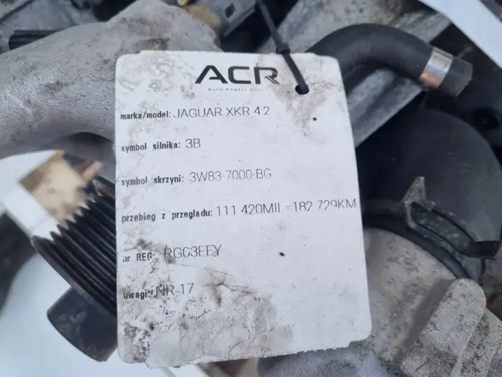 SILNIK Jaguar XKR 4.2 V8 SUPERCHARGED udokumentowane 182tyś AJ34 AJ34-B