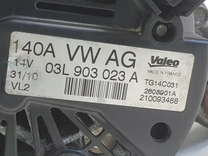 VW Golf VI 2.0 TDI ALTERNATOR valeo 03L903023A 140A