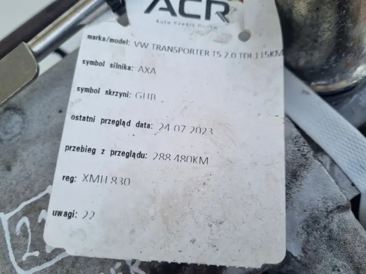 SILNIK KOMPLET VW Transporter T5 2.0 8V 115KM udokumentowane 288tyś AXA