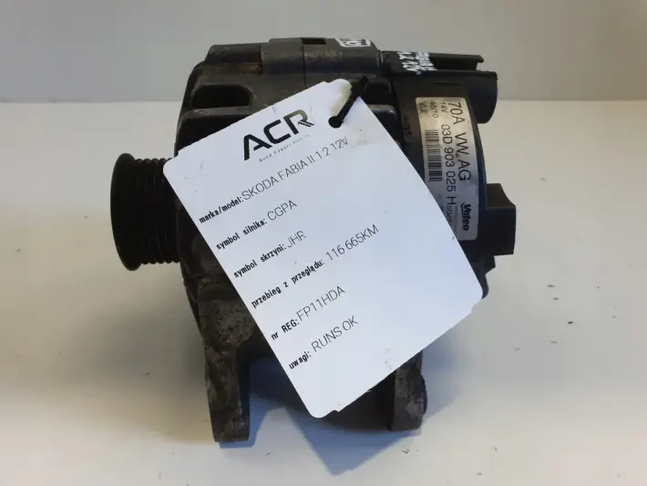 Skoda Fabia II 1.2 12V ALTERNATOR 03D903025H valeo 70A