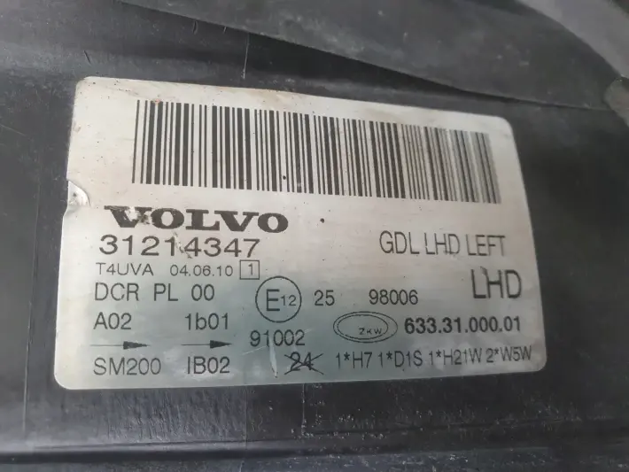Volvo S80 II V70 III XENON PRZEDNIA LAMPA LEWA lewy przód EUROPA 31214347