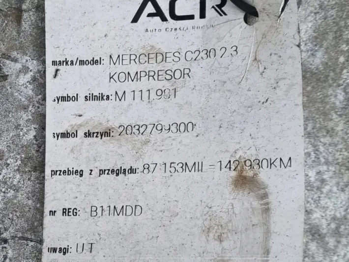 Mercedes W203 2.3 KOMPRESSOR AUTOMATYCZNA SKRZYNIA BIEGÓW 2032700300