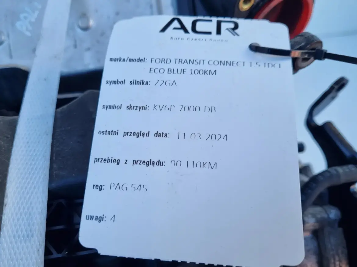 SILNIK KOMPLET Ford Transit Connect II 1.5 TDCI 101KM ECOBLUE 90tyś Z2GA