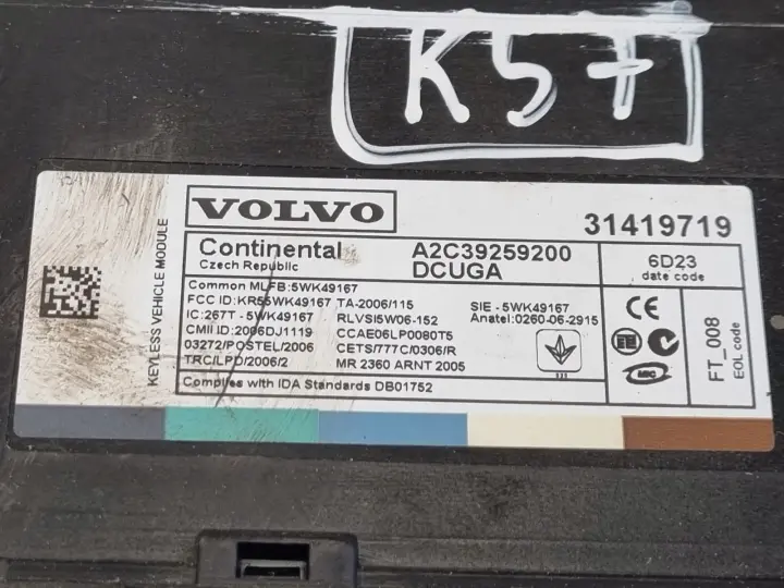 Volvo XC60 lift MODUŁ STEROWNIK KEYLESS 31419719