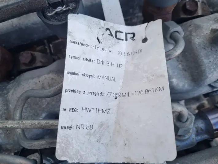 SILNIK KOMPLET Hyundai ix20 1.6 CRDI 116KM udokumentowane 126tyś D4FB
