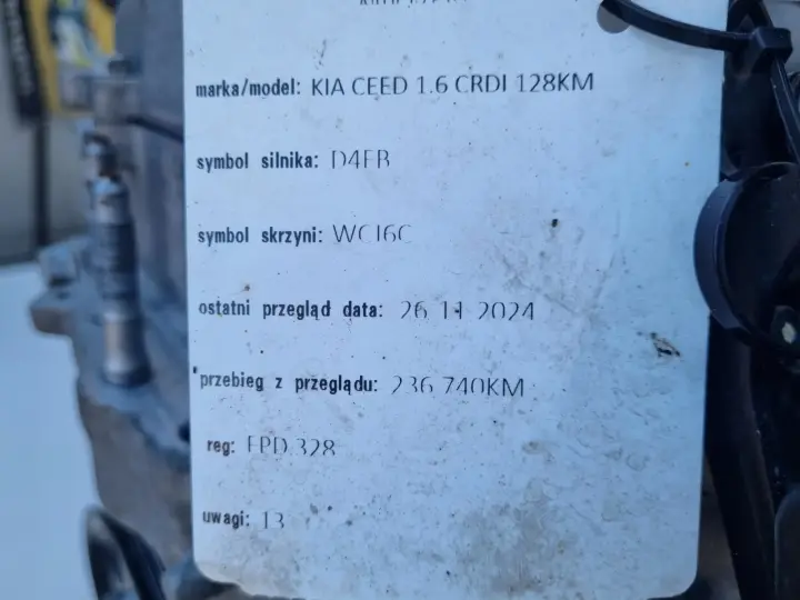 SILNIK KOMPLET Hyundai i20 1.6 CRDI 128KM udokumentowane 236tyś D4FB