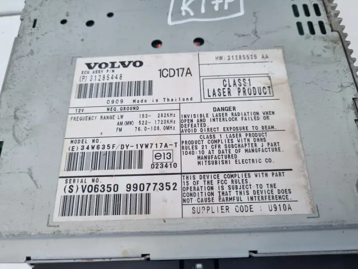 Volvo S40 II V50 RADIO CD radioodtwarzacz CZYTNIK PŁYT 31285448