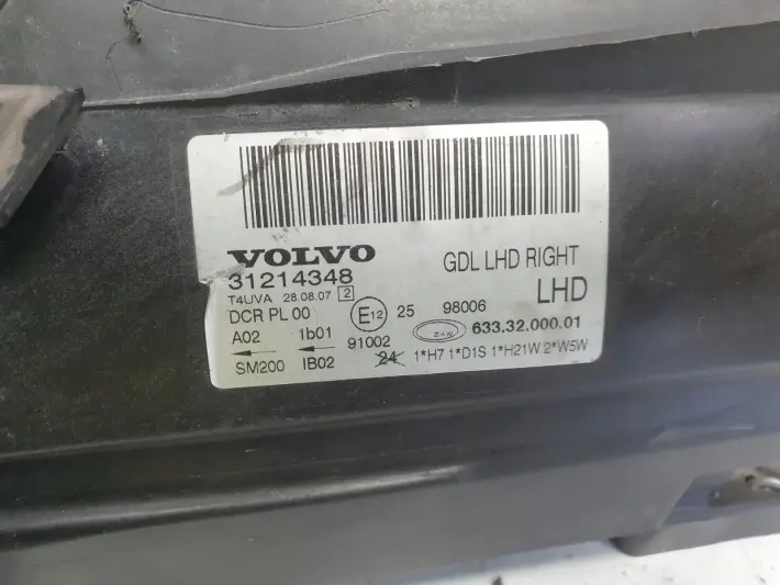 Volvo V70 III XC70 S80 II XENON KOMPLETNA PRZEDNIA LAMPA PRAWA 31214348