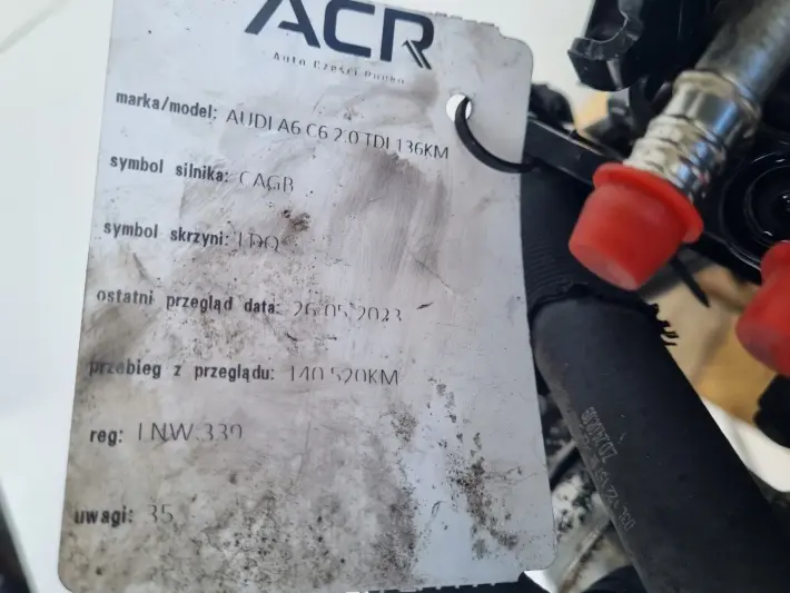 SILNIK KOMPLET Audi A6 C6 2.0 TDI 136KM udokumentowane 140tyś CAG CAGB
