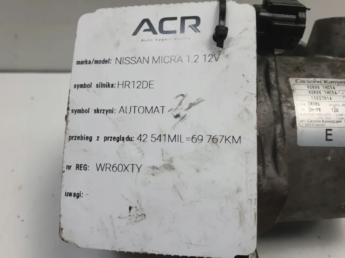 Nissan Micra IV K13 1.2 16V SPRĘŻARKA KLIMATYZACJI 92600-1HC5A