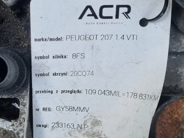 Peugeot 207 1.4 VTI SKRZYNIA BIEGÓW manualna MANUAL 20CQ74