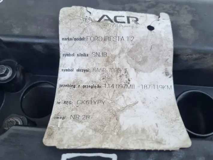 SILNIK Ford Fiesta VII MK7 1.25 82KM udokumentowane 187tyś SNJA SNJB