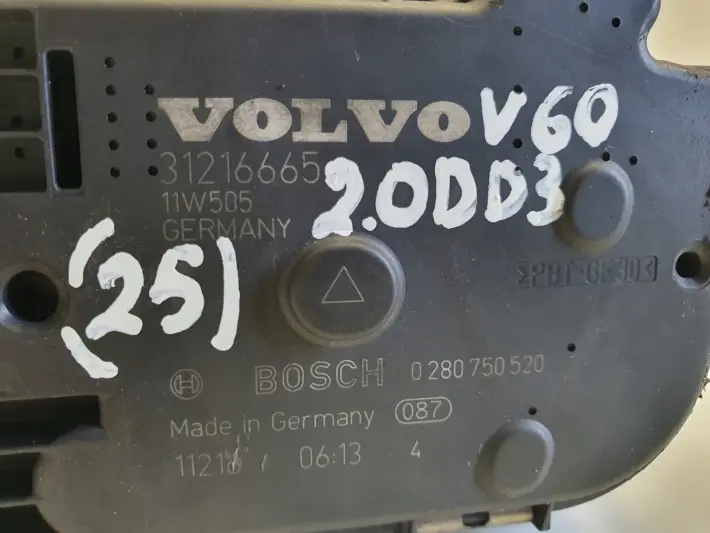 Volvo S60 II V60 2.0 D D3 PRZEPUSTNICA 31216665 bosch 0280750520