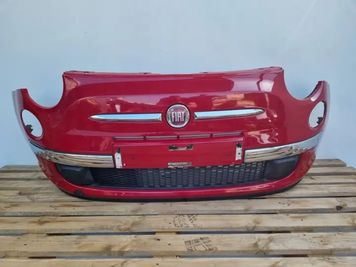 Fiat 500 KOMPLETNY PRZEDNI ZDERZAK przód CZWERWONY 111A 735426888
