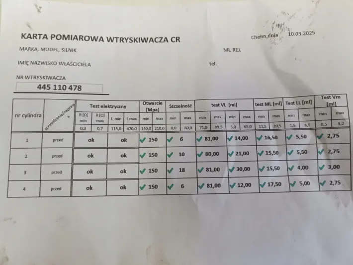 BMW F20 F30 F10 X1 X3 X4 X5 2.0 D KOMPLET WTRYSKIWACZY kpl 0445110478 TEST