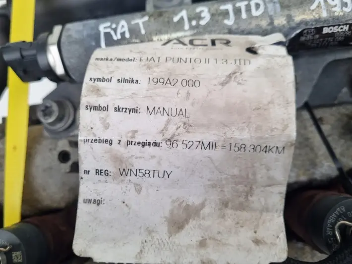 SILNIK KOMPLET Fiat Grande Punto 1.3 M-JET 75KM dokumenty 158tyś 199A2000