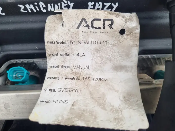 SILNIK KOMPLET Hyundai i20 1.2 1.25 78KM bez zmiennych faz 165tyś G4LA
