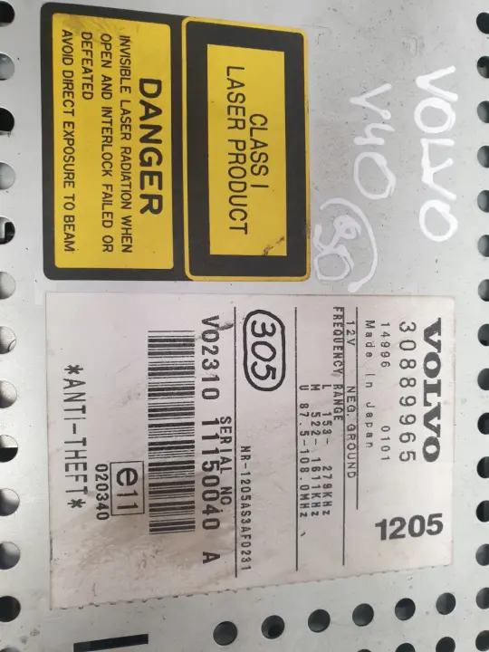 Volvo S40 V40 RADIOODTWARZACZ HU-1205 30889965