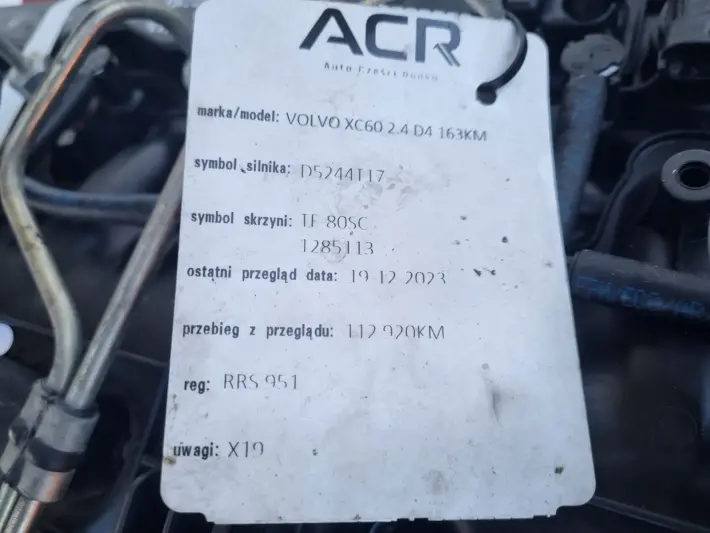SILNIK BEZ OSPRZĘTU Volvo S60 II V60 2.4 D D4 DIESEL 163KM 112tyś D5244T17