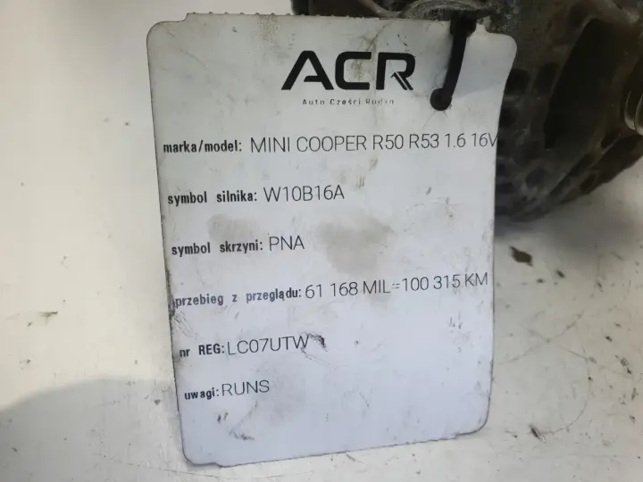 Mini One R50 R53 1.6 16V ALTERNATOR 110A 0124325158 7550319 bosch