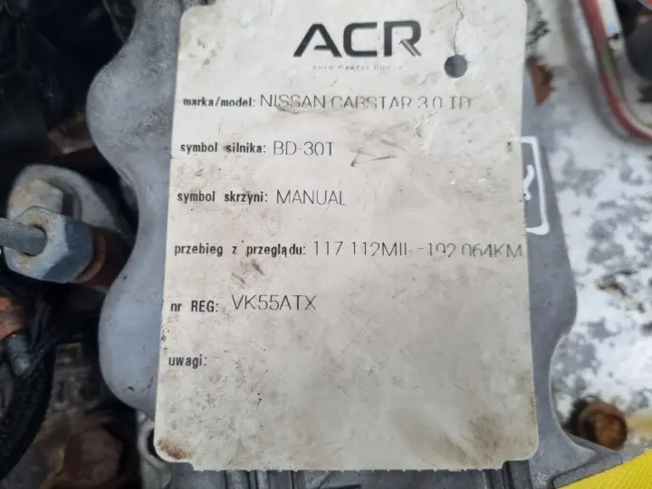 SILNIK KOMPLET Nissan Cabstar 3.0 TD 105KM udokumentow 192tyś BD30T BD30TI