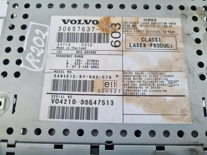 Volvo S60 I XC70 I V70 II RADIOODTWARZACZ CD Radio HU-603 30657637
