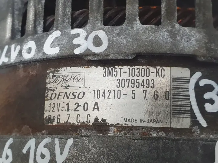 Volvo C30 S40 II V50 1.6 16V ALTERNATOR 3M5T-10300-KC 30795493