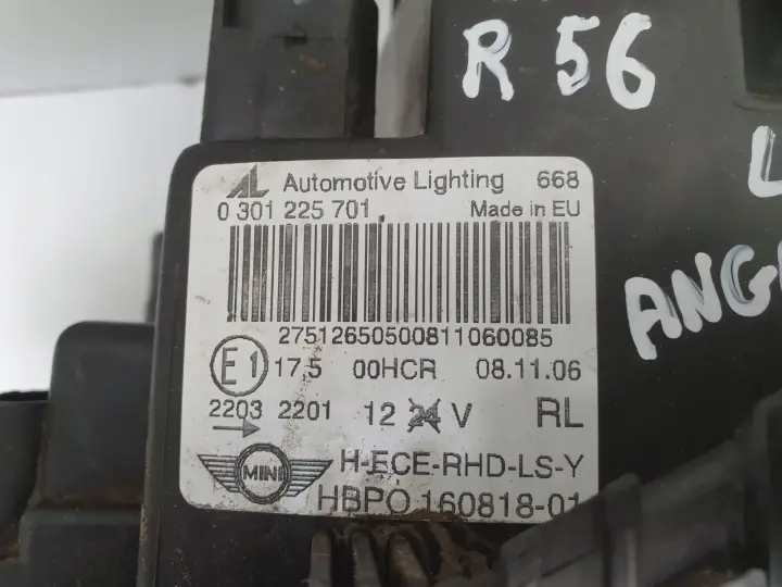 Mini R56 Cooper 06-13r PRZEDNIA LAMPA LEWA LEWY PRZÓD anglik 0301225701