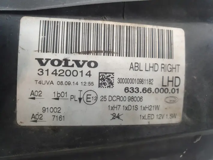 Volvo S80 II V70 III XC70 II LIFT PRZEDNIA LAMPA PRAWA PRAWY PRZÓD 31420014
