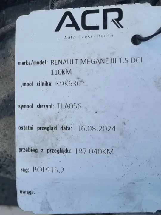 Renault Scenic III 1.5 DCI SKRZYNIA BIEGÓW TL4A056 manual MANUALNA