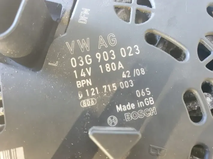 VW Passat B6 2.0 TDI ALTERNATOR bosch 03G903023 180A
