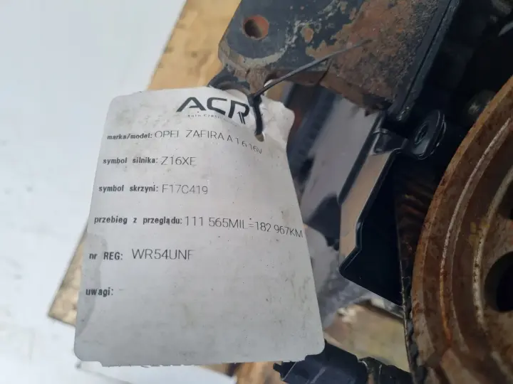 SILNIK KOMPLET Opel Zafira A 1.6 16V 101KM udokumentowane 182tyś Z16XE