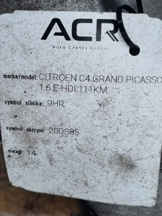 Citroen C4 Picasso 1.6 HDI SKRZYNIA BIEGÓW 20DS85 manualna MANUAL
