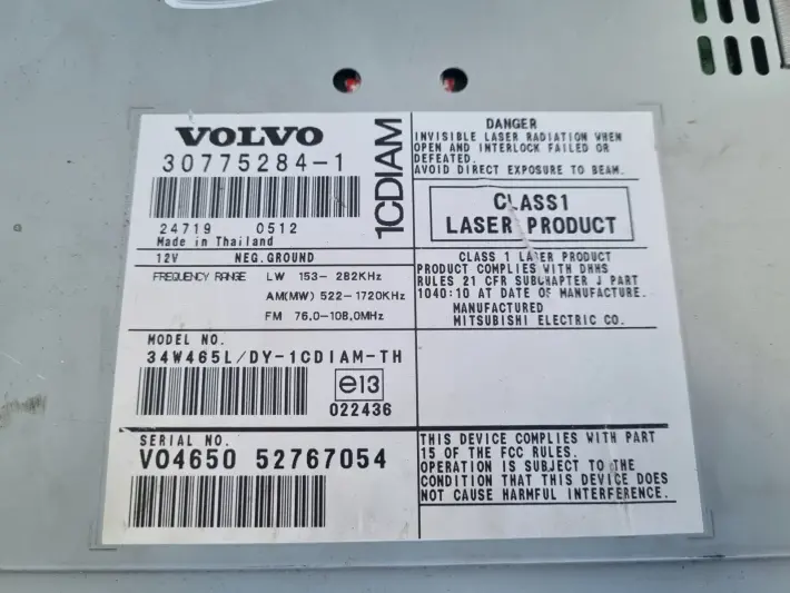 Volvo S40 II V50 RADIO CD radioodtwarzacz CZYTNIK PŁYT 30775284