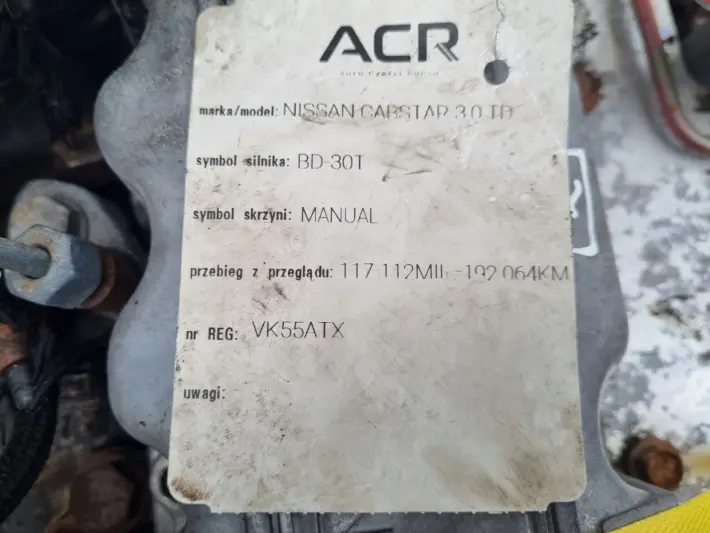 SILNIK KOMPLET Nissan Atleon 3.0 TD 105KM udokumentow 192tyś BD30T BD30TI
