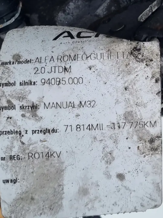 Alfa Romeo Giulietta 2.0 JTDM MANUALNA SKRZYNIA BIEGÓW manual M32