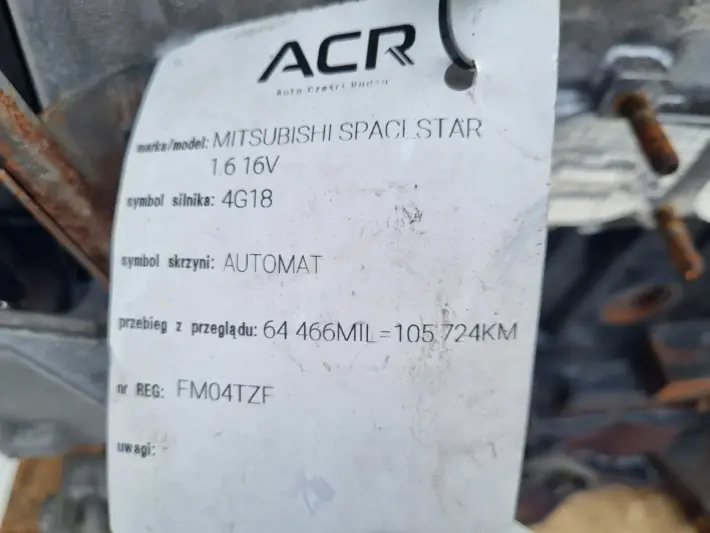 SILNIK KOMPLET Mitsubishi Lancer VII 1.6 16V udokumentowane 105tyś 4G18