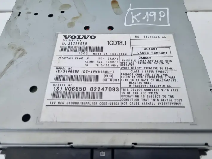 Volvo S40 II V50 RADIO CD radioodtwarzacz CZYTNIK PŁYT 31328059