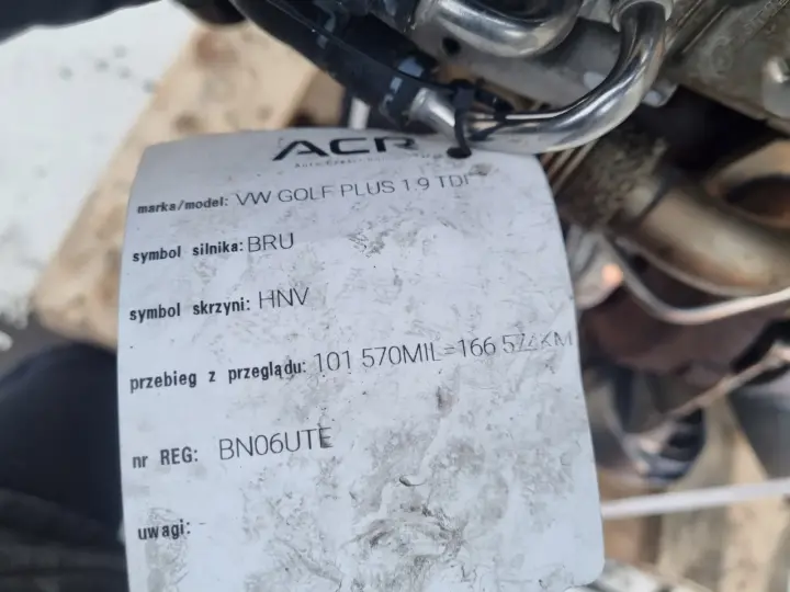 SILNIK KOMPLET VW Golf V 1.9 TDI 90KM udokumentowane 166tyś BRU