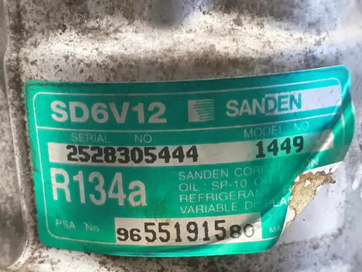Peugeot 206 1.4 8V SPRĘŻARKA KLIMATYZACJI pompa 9655191580