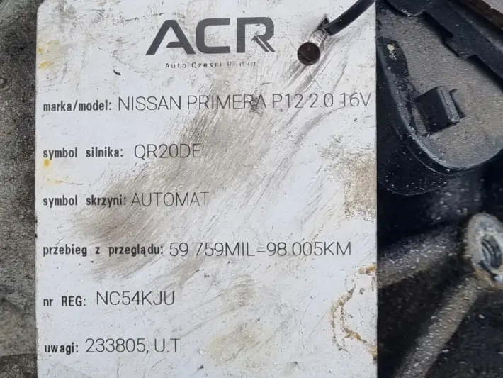 Nissan Primera P12 2.0 16V AUTOMATYCZNA SKRZYNIA BIEGÓW automat