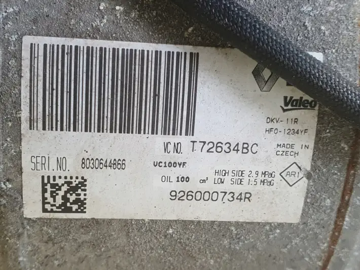 Renault Captur 0.9 TCe SPRĘŻARKA KLIMATYZACJI pompa 926000734R