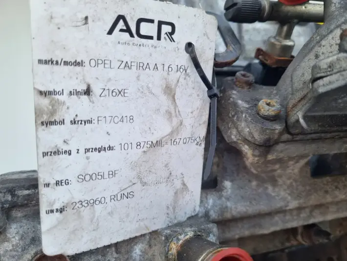 SILNIK KOMPLET Opel Astra II G 1.6 16V 101KM udokumentowane 167tyś Z16XE