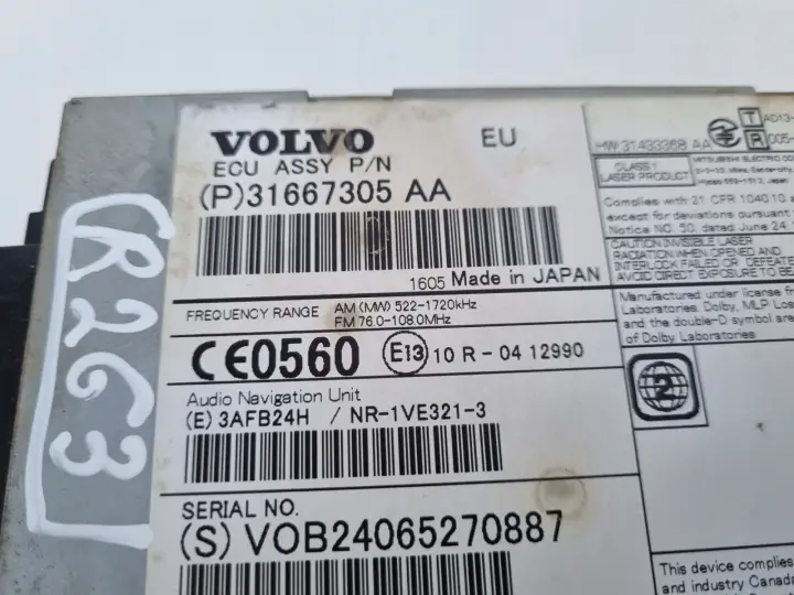 Volvo V40 II V60 S60 II CZYTNIK PŁYT CD radio nawigacja 31667305AA 31667305