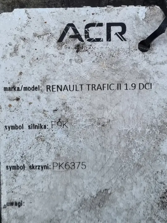 Renault Trafic II 1.9 DCI MANUALNA SKRZYNIA BIEGÓW manual PK6375